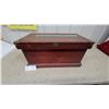 Image 1 : Mahogany Chest with Brass Corner Protectors and Front Latch 11 x 22 x 12"