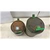 Image 4 : 2 Vintage Galvanized Metal Gas Cans, 4 Oil Cans: Esso, Mobil 1, Uniflo, 3 with Product