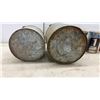 Image 5 : 2 Vintage Galvanized Metal Gas Cans, 4 Oil Cans: Esso, Mobil 1, Uniflo, 3 with Product