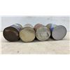 Image 9 : 2 Vintage Galvanized Metal Gas Cans, 4 Oil Cans: Esso, Mobil 1, Uniflo, 3 with Product