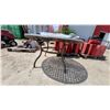 Image 2 : Round Cast Aluminum Patio Table with Glass Top, Basket-Weave Pattern and Umbrella Hole 28" Hgt 48"