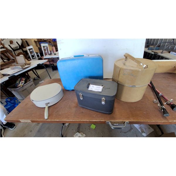Vintage Samsonite Hard-Sided Suitcase and Assorted Luggage and Hat Boxes