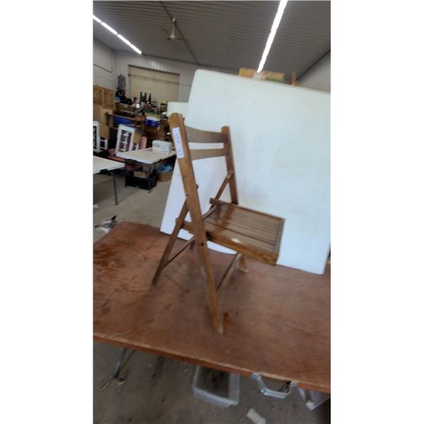Wooden Folding Chair with Slatted Seat and Two Horizontal Back Slats