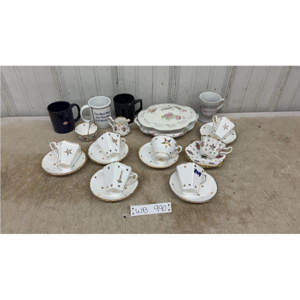 Star Bone China Tea Set, Mugs, and Lidded Tureen