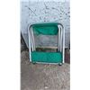Image 6 : Sierra Trails Folding Camp Stool, Cream Slatted Folding Patio Chairs, and Webbed Lawn Chair