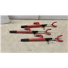 Image 2 : Three Red Steering Wheel Locks with Keys and Decorative Leaf-Shaped Concrete Garden Stone