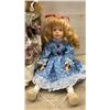 Image 2 : Lot of Five Porcelain Collector Dolls in Vintage-Style Clothing and More