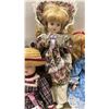 Image 3 : Lot of Five Porcelain Collector Dolls in Vintage-Style Clothing and More
