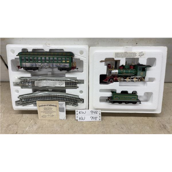 Thomas Kinkade's Christmas Express Electric Train Engine and Car by Hawthorne Village with Track