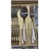 Image 3 : Stainless Steel Flatware Set with Gold Accents in Wooden Display Case