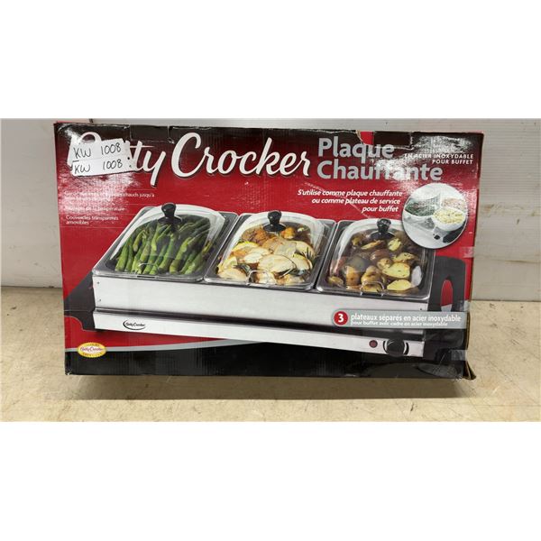 New Betty Crocker Stainless Steel Buffet Server and Warming Tray with Three Trays and Lids