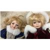 Image 3 : Collection of Five Porcelain Collector Dolls in Victorian and Winter-Themed Outfits and More