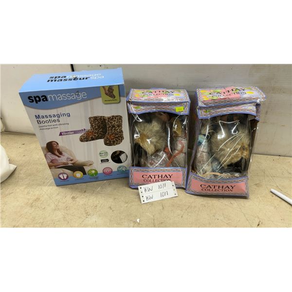 Spa Massage Massaging Booties Size 6 1/2-8 1/2 and Cathay Collection Figurines