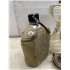 Image 2 : Wall-Mounted Oil Lamp, Tabletop Oil Lamp, Brown Glass Bottle, Canvas Canteen