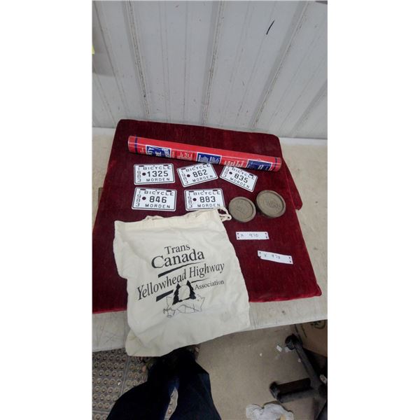 Liberty Fire Extinguisher, Morden Bicycle Plates, Yellowhead Highway Bag, Weights, and More