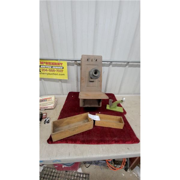 Antique Wall-Mounted Magneto Crank Telephone, Wooden Cheese Boxes, and More