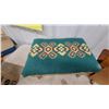 Image 3 : Vintage Wooden Footstool with Needlepoint Upholstery and Wooden Magazine Rack