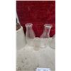 Image 3 : Two-Tone Stoneware Jug with Brown Glazed Top and Five Clear Milk Bottles