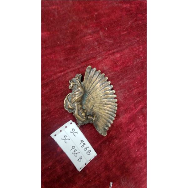 Cast Bronze Relief Plaque Depicting Winged Mythological Figure with Fanned Wing