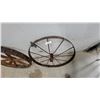 Image 2 : Two Antique Iron Wheels, Cleated and Spoked Styles, Farm Implement or Wagon Type 33" Diameter