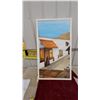 Image 1 : Framed Oil Painting of Desert Village Street Scene with Mountains