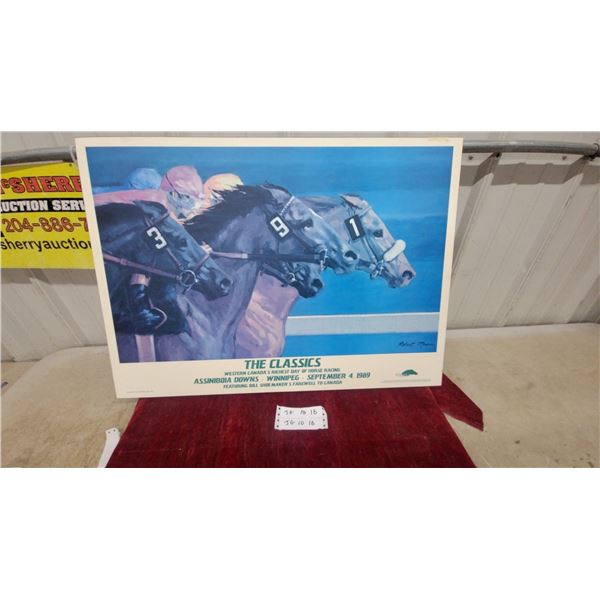 The Classics Assiniboia Downs Horse Racing Poster by Robert Mague, September 4, 1989 21 x 29"