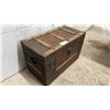 Image 2 : Antique Embossed Tin and Wood Steamer Trunk with Floral Scroll Pattern 32 x 20 x 16-1/2