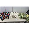 Image 1 : Three Crocheted Blankets: Multi-Color Granny Square, Cream Chevron, & Green & Yellow Square