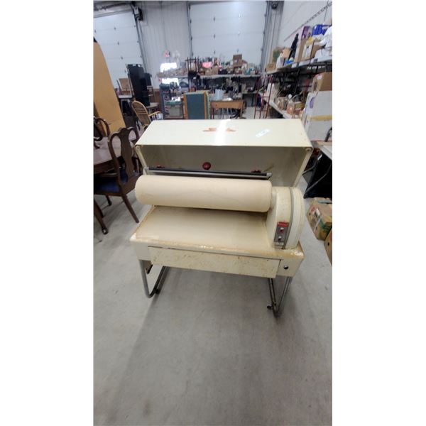Vintage Simplex Rotary Ironing Machine Mangle with Padded Roller and Heated Pressing Surface