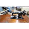 Image 2 : Antique Singer Model 66 "Red Eye" Treadle Sewing Machine in Wooden Cabinet with Cast Iron Base