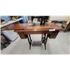 Image 5 : Antique Singer Model 66 "Red Eye" Treadle Sewing Machine in Wooden Cabinet with Cast Iron Base