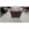 Image 1 : Two-Drawer Wooden End Table with Decorative Paneled Drawer Fronts and Dark Brown Finish