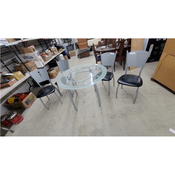 Glass Top Dining Table & 4 Chairs 29" Hgt.×36" Diameter