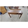 Image 1 : Mid-Century Modern Wooden Desk With Burl Wood Drawer Front and Tapered Legs 30 x 38 x 20"