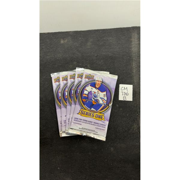 5 Sealed 2025-26 Upper Deck Series 1 Hockey Packs