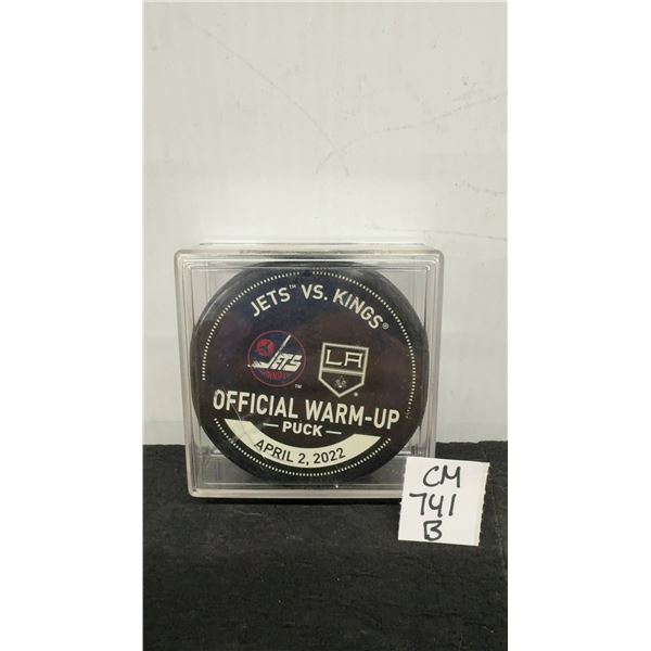 Official Winnipeg Jets Vs LA Kings Warm Up Puck