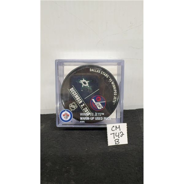 Official Winnipeg Jets Vs Dallas Stars Warm Up Puck