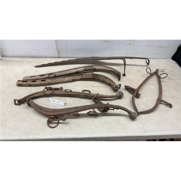 Antique Horse & Oxen Yokes, Hames, Hay Saw, & Plow Parts