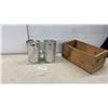 Image 1 : Pair of Punched Tin Lanterns with Celtic Knot & Star Designs, 9 1/2" High with Wood Crate