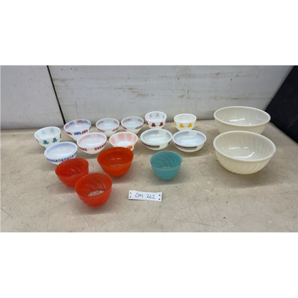Fire-King Oven Ware Swirl Mixing Bowls, 15 Assorted Small Bowls, & More