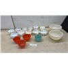 Image 1 : Fire-King Oven Ware Swirl Mixing Bowls, 15 Assorted Small Bowls, & More