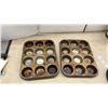 Image 10 : Vintage Kitchenware Lot: Dominion & Utility Meat Grinders, Food Mill, & Muffin Tins, Cast Iron Fry