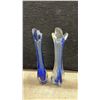 Image 7 : Assorted Glass Vases: Yellow Ruffled Rim, Green Textured, Blue Egg-Shaped, Pink Hob & More