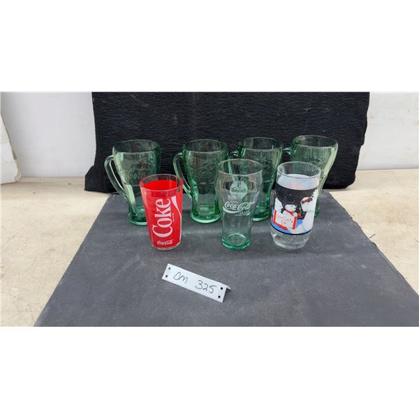 Coca-Cola Glasses: Green Glass Mugs (x4), Red Glass, Coca-Cola Classic Glass, & Polar Bear