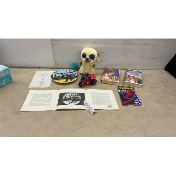 Ty Beanie Boos "Lemur" Plush, Disney "Beauty & the Beast" & "Jungle Book" VHS, Spider-Man Book &