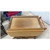 Image 11 : Drop Leaf Tea Cart with Removable Tray, 2 Shelves, & Wood Spoke Wheels, 28 x 31 x 17 Extending