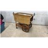 Image 1 : Drop Leaf Tea Cart with Removable Tray, 2 Shelves, & Wood Spoke Wheels, 28 x 31 x 17 Extending