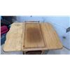 Image 3 : Drop Leaf Tea Cart with Removable Tray, 2 Shelves, & Wood Spoke Wheels, 28 x 31 x 17 Extending