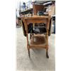 Image 5 : Drop Leaf Tea Cart with Removable Tray, 2 Shelves, & Wood Spoke Wheels, 28 x 31 x 17 Extending