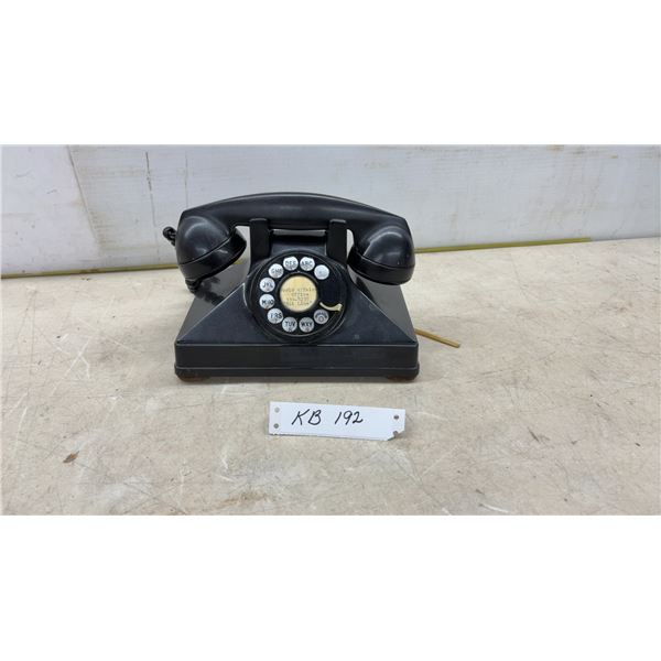 Vintage Black Rotary Dial Telephone with Handset & Coiled Cord